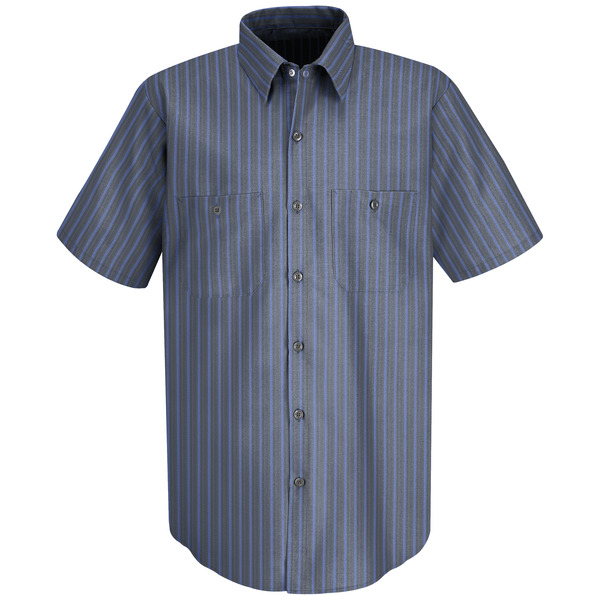 Men's Short Sleeve Industrial Stripe Work Shirt