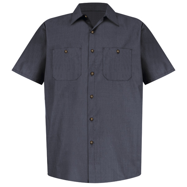 Men's Short Sleeve Geometric Microcheck Work Shirt