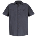 Men's Short Sleeve Geometric Microcheck Work Shirt
